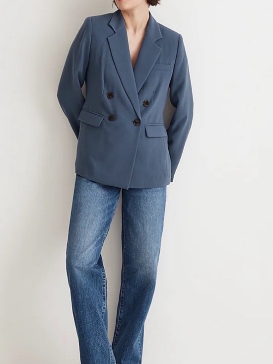 Madewell Jackets & Blazers - Madewell Rosedale Crepe Blazer Blue Double Breasted Career Jacket Size 10